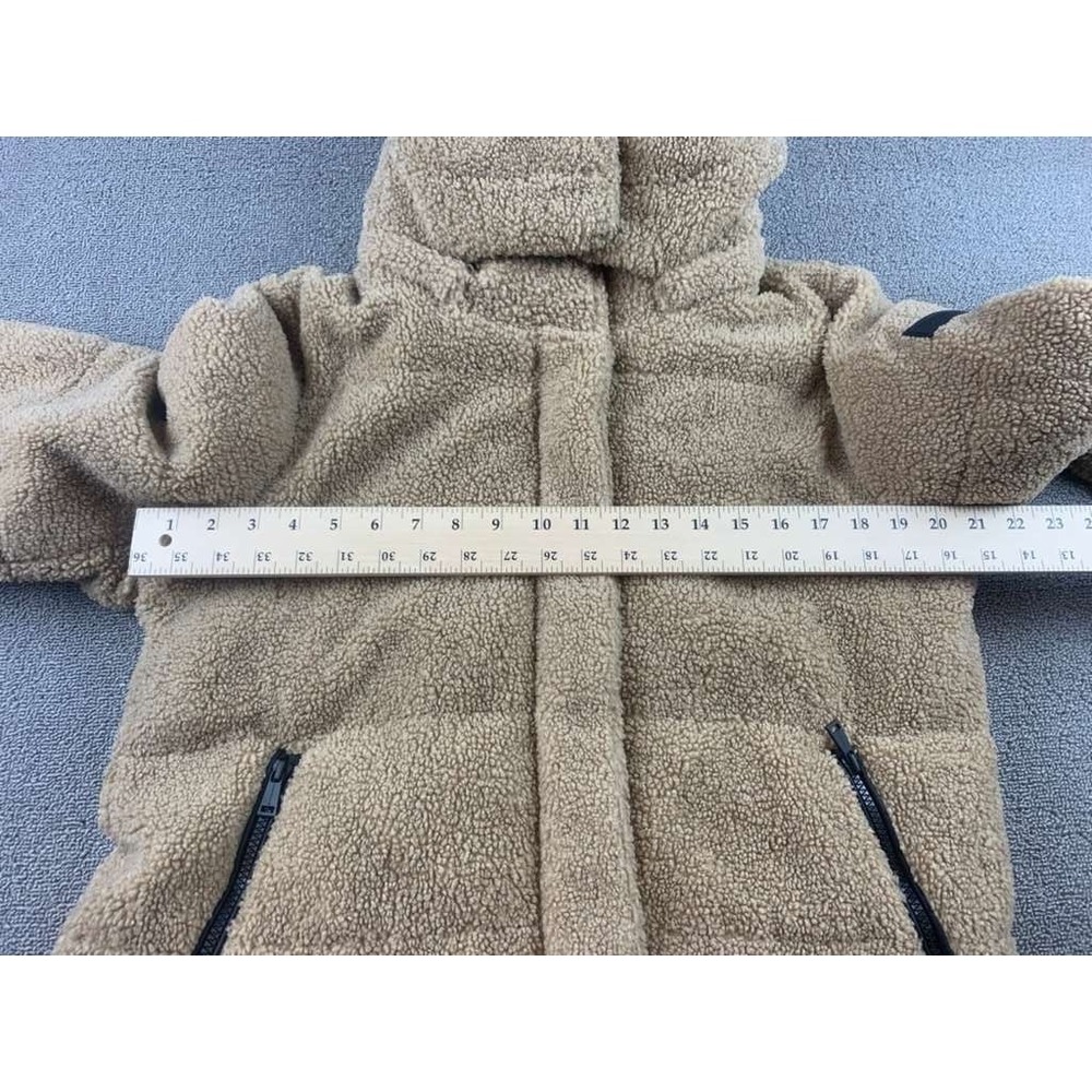 Sanctuary Sherpa Hooded Puffer Jacket M Tan Teddy Bear Coat Faux Fur Cozy Ski - Picture 9 of 12